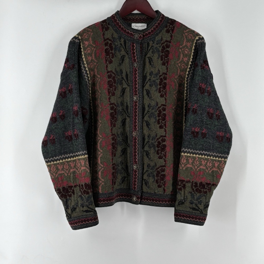 CozyVintage Floral Knit Cardigan - Multi-Color - Picture 6 of 10
